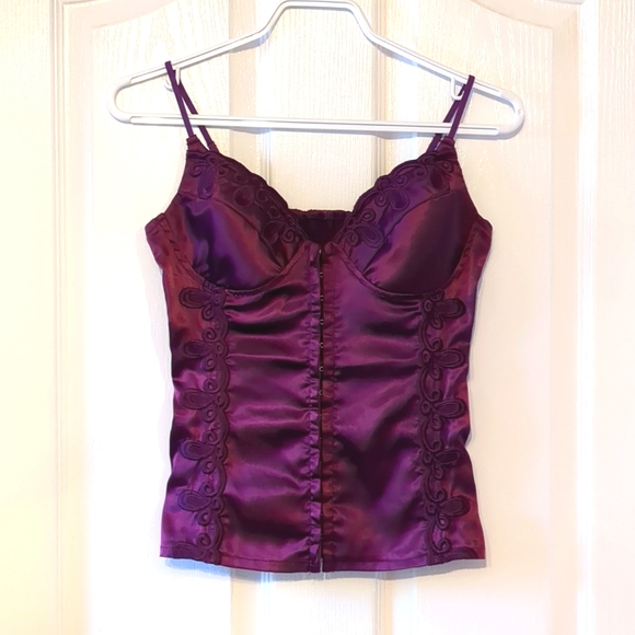 Burgungundy Satin Bustier - Picture 1 of 6